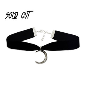 90s Velvet Choker Moon Crescent