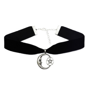 90s Velvet Choker Pentagram Moon