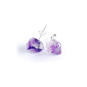 Raw Amethyst Stud Earrings
