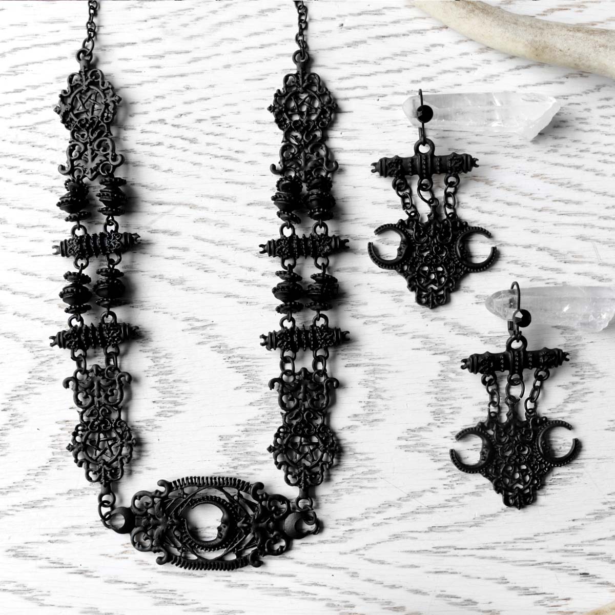 Black Gothic Baroque Fortune Teller Necklace