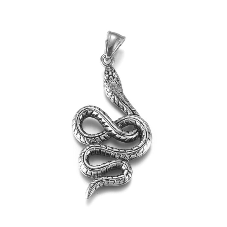 Serpent Snake Stainless Steel Amulet — Hellaholics